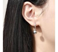 Gualiy Women Dangle Earrings White Gold 14K Grey Pearl 8-9mm with Diamond Hypoallergenic Earrings Elegant