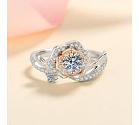 Gualiy Women Wedding Bands White Gold, 14K Anniversary Band Rings Flower Ring with Lab Grown Diamond 0.5ct Ring Size J 1/2