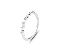 Gualiy Womens Rings 14K White Gold, Promise Ring Simple Wave Design Wedding Engagement Ring Size V 1/2