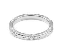 Gualiy Women's Wedding Band White Gold, 9K with Simple Round Moissanite Engagement Marriage Ring Size R 1/2