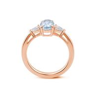 Gualiy Womens Wedding Bands 18K Rose Gold, with Oval Blue Aquamarine Anniversary Rings Size W 1/2