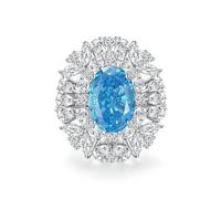 Gualiy Womens White Gold Wedding Rings, 18K Engagement Ring Luxury 3ct Oval Topaz Promise Ring Size R 1/2