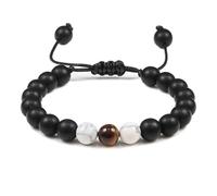 Gualiy Womens Yoga Beaded Bracelet, 8MM Matte Stone Turquoise Tiger's Eye Bracelet for Men Adjustable 19-29CM