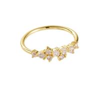 Gualiy Yellow Gold Ring Women, 14K Wedding Stackable Ring with Moissanite Engagement Marriage Rings Size V 1/2