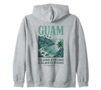Guam ISLAND STRONG & ALWAYS RISING SINCE 1898 Tropical Pride Zip Hoodie