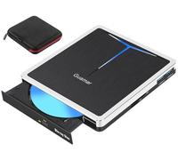 Guamar External Blu Ray Drive: USB 3.0 Type-C Blu Ray Burner with SD/TF Slot/2 USB Ports/Carrying Case - Portable Slim External Blueray/DVD Drive for PC Laptop Mac Windows 11