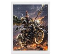 Guan Yu Rides A Motorcycle Diamond Painting Kits for Adults Beginners 12x16 Full Drill Diamond Art with DIY Tools Square 5D Diamonds Dots Crafts Gem Art Paint by Diamonds for Home Wall Decor Relaxin