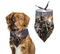 Guan Yu Rides A Motorcycle Dog Bandanas for Feeding Grooming, Triangle Pet Bibs Washable Pets Scarf for Cats & Dogs