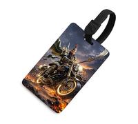 Guan Yu Rides A Motorcycle Luggage Tag for Suitcases TSA Approved with Name Id Card Suitcase Tags Identifiers Black Strap Clear Window Personalized Baggage Tag for Cruise Airport Travel Essentials