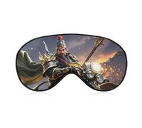 Guan Yu Rides A Motorcycle Sleep Mask for Women Men, Soft Eye Mask with Adjustable Strap for Sleeping, Light Blocking Travel Blindfold for Nap Comfortable Eye Cover for Home Office