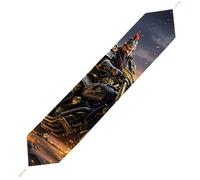 Guan Yu Rides A Motorcycle Table Runner for Dining Table, Short Plush Runners Washable & Durable Tablerunner Modern Home Decor for Wedding, Kitchen, Holiday 200*33cm