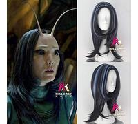 GUANBBD Cosplay Wig Biamoxer Mantis Cosplay Wig Guardian of the Galaxy Vol. 2 Black Long Straight Black Mixed Blue Synthetic Hair for Adults