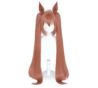 GUANBBD Uma Musume Pretty Derby Daiwa Scarlet Cosplay Wig Orange Red Wig with Bangs Ponytail Ears Synthetic Hair Heat Resistant,C448