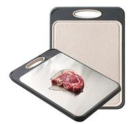 GUANCI Cutting Board for Kitchen Double Sided 304 Stainless Steel Chopping Board Food-Grade Stainless Steel and Wheat Straw PP Large Size 16”×11” Easy to Clean