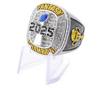 guancrown Fantasy Football Championship Ring 2025 Award Prize Trophy Sports Winner FFL Champion Ring, size 11, Zinc, White Diamond