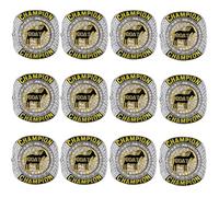 guancrown Goat Championship Rings Award Trophy Medal Greatest of All Time Gift for Tournament or League Champion Winner (12 pcs Rings Together, Size 8)