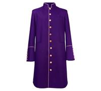 guanee Men's Short Jacket Clergy Robes Choir Coat Pastor Priest Stand Collar Preacher Minister Costume (X-Large,Purple)