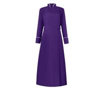 guanee Women Clergy Robes Cassocks Choir Robes Minister Cosplay Renaissance Pastor Vestment for Church Events, Purple, X-Large