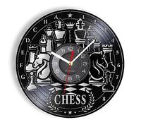 Guang trading 12 Inch Wall Vinyl Decorative Wall Clocks Chess Board Vinyl Record LP Wall Clock Chess Wall Art Home Decor Chessboard And Pieces Silent Non Ticking Wall Watch Chess Gift