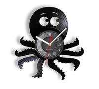 Guang trading Vinyl Record Wall Clock 12 Inchs Octopus Nautical Wall Art Wall Clock Octopus Vinyl Record Wall Clock Deep Sea Navy Home Decor Modern Clock Wall Watch