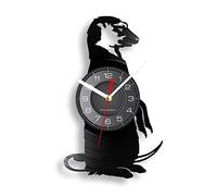 Guang trading Wall Clock Silent Non-ticking 12Inch Meerkat Laser Cut Vinyl Record Wall Clock For Nursery Bedroom African Animal Home Decor Mongoose Silent Quartz Clock