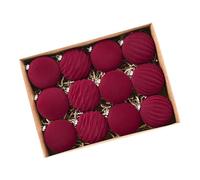 Guangcailun 12pack/lot Extra Large Red Baubles Velvet Christmas Ornaments For Tree Set Of 12 Elegance And Sophistication To Festive, red, 8cm-12