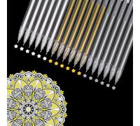 Guangcailun 18PCS White Gel Pen Set for Black Paper, Gelly Roll Pens White Fine Liner Art Pen, Gold Pen Silver Pen, 0.5mm Fine Liner Pens for Art Gold Gel Pen for Drawing Taking Note