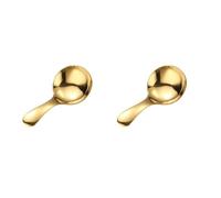Guangcailun 2 Set of Stainless Steel Spoon Portable Anti-Rust Smooth Polished Short Handle Pudding Soup Teaspoon Scoop Flatware Gold, Gold 2Set