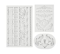 Guangcailun 3 Pieces Silicone Mold Baroque Silicone Mold DIY Retro Cake Decoration for Cake Decoration and Chocolate Gummies