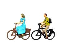 Guangcailun Authentic 1/87 Scale Cyclist Figures Tiny People for Diorama Layout Decor Detailed and Delicate Sand Table, Boy and Girl, Height: 2.8cm