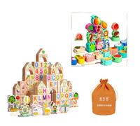 Guangcailun Baby Gifts For 1 Year Old Boys Grimms Wooden Blocks Set Systematic Development Of Competencies In Particular Area, colorful, 100+42toy building b