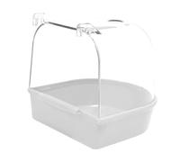 Guangcailun Bird Bath Tub Features Safe For Small Birds Like Parakeets Finch Complete With Water Filling Options Chinchillas Small Brids Parakeet Canary Budgerigar Lovebirds, White, 13.5x14x13cm