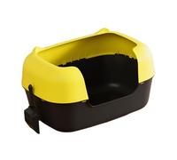 Guangcailun Cat Litter Tray Semi Enclosed Reduces Mess With High Sides Offering Amount Of Privacy For Indoor Cats Cat Litter Tray Toilet Pet Indoor Kitty, yellow and black, 48x24.7x28.7cm