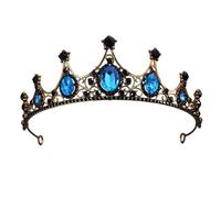Guangcailun Comfortable To Wear Vampire Crown Multifunctional Gothic Headpiece For Parties Baroque Crystal Hair Clip Retro Black And Red Crowns Exquisite, Black Lake Blue