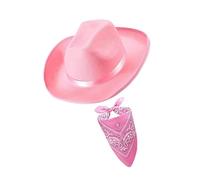 Guangcailun Cowgirl Hats Square Hair Scarf Headband Decor Cap Unique Cowboy Hat With Bandana Halloween Party Celebrations Halloween Costume Performance Clothes Fancy Dress, Pink, 21x17.5cm