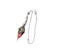 Guangcailun Crystal Pendulum Pendant for Divination Dowsing and Intuitive for Reiki, Pink Colorful, 6.43x1.76cm