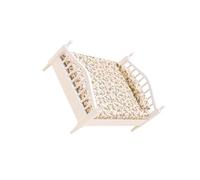 Guangcailun Dollhouse Miniatures Bed Handmade Beautifully Crafted Sturdy Single Bed 1/12 Kid Doll Playhouse Decor Mini Dollhouse Furniture Kid Pretend Play Toy, White and Green, 12.1x15.9x7.9cm