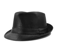 Guangcailun Easy to Clean PU Leather Fedora Hats for Men Boys Winter Travellers FauxLeather Men Boys Winter Travellers Hats, Black