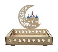 Guangcailun Eid Mubarak Tableware Tray Ramadan Decorations Trendy Wooden Serving Tray With Unique Style Any Festive Occasion Wooden Eid Mubarak Party Serving Tableware