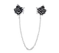 Guangcailun Elegant Rose Chain Collar Clips Antique Duck Mouth Clips Stylish Sweater Guard Unique Cardigan Clasp Women Jewelry Flowers Collar Clip With Chain For Women