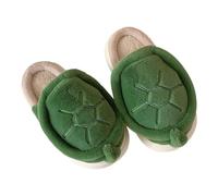Guangcailun Funny Cozy Slippers Non Slip Warm Shoes Cute Turtle Plush Slippers Autumn Winter Gift For Family Friends During Holidays Home Bedroom Living Room Birthday Gift, Green, 36 37