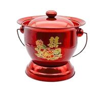 Guangcailun Household Spittoon Container for Male Female Practical Portable Toilet Urinal Pot with Lid Travel Convenient Home Chamber Pot Travel Potty Bedpan with Lid, Red, 25x19x20.5cm