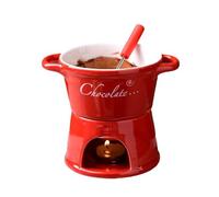 Guangcailun Ice Cream Hotpot Cup with Fork Ceramic Butter Warmer for Candy Dessert Butter Heater Ceramics Ice Cream Melting Cup, red, 201-300ml