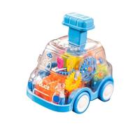 Guangcailun Interactive Mechanical Gear Toys Colorful Glide Cars Enhancing Early Learning Through Playful Mechanisms Music Mechanical Gear Toy Transparent Pull Back , Blue , 10x7x10cm