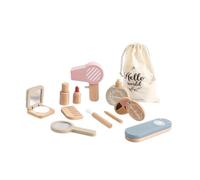 Guangcailun Kids Makeup Kit Toy Set with 12 Wooden Accessories Encouraging Imagination and Hands On Skill Development Wooden Pretend Play Toy Kids Makeup Kit for Girls