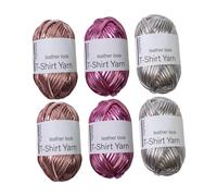 Guangcailun Metallic Yarn Hand Knit Yarn Sturdy Hand-Woven Fabric Strips Knitting Crochet Projects and Crocheting Cushions Crocheting Cushion Rug Making Tapestry Hand Knit, Pink Red Silver, 13x8x8cm