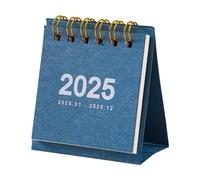Guangcailun Mini Calendar 2025 Small Desk Calendar Portable Desktop Year Monthly Convenient Planning Tool Standing Desk Desktop Stand Up, Blue