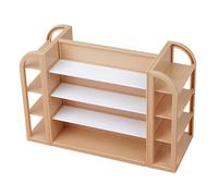 Guangcailun Miniature Dollhouse Shelf Display Rack Shelf Fits Various 112 Dollhouse Scenes Creative Displays Let Put Down Mini Furniture Miniature Model Pretend Play Toys, Khaki, 18.9x7.5x12.5cm