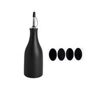 Guangcailun Oil Bottle Soy Sauce Dispenser Jars Ceramic Large Capacity Kitchen Liquid Container Pourer Essential for Chefs Kitchen Liquid Container Pourer with Lid Barbecue, Black, 7x24cm