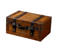 Guangcailun Old Fashioned Wood Storage Box Decorative Luggage Vintage Wooden Suitcase With Hinged Lid Photo Prop For Events And Workshops Jewelry Chest For Business Cards Receipts Photos